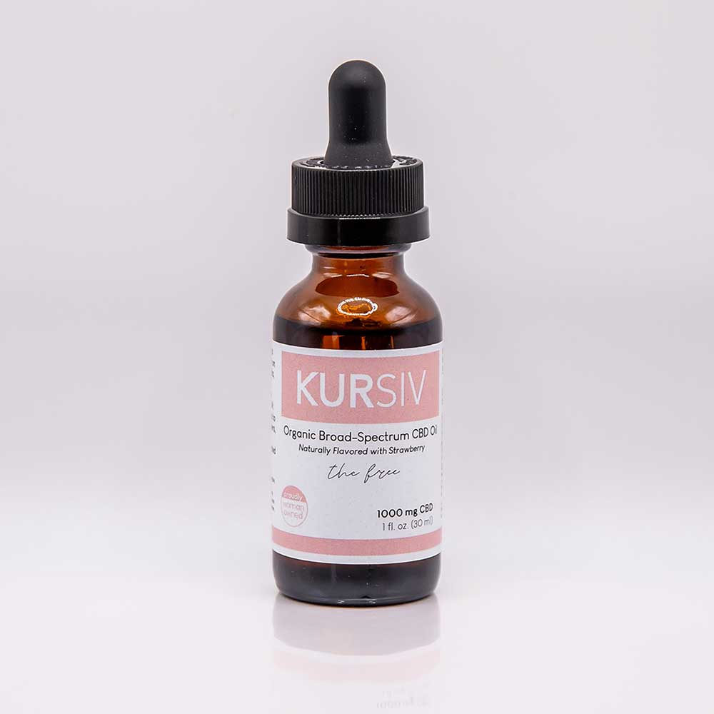 Strawberry 1000mg THC Free Tincture CBD Oil Kursiv Organics